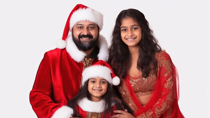 Small Indian family having happy time together on Christmas.