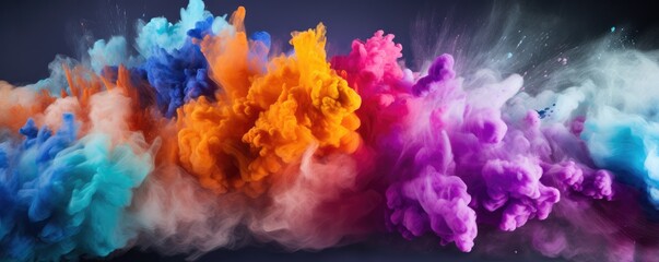 Color palette in style of explosion of colors, wallpaper color palette, banner panorama. Generative Ai.