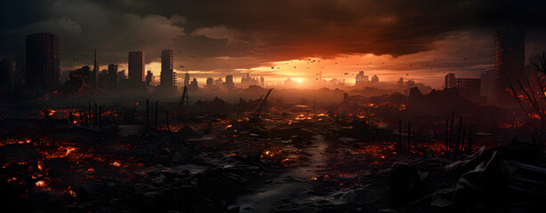 A ruined city, an apocalypse.