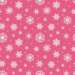 Christmas seamless pattern with snowflakes, winter background.
