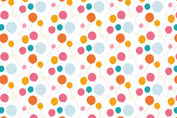 seamless pattern with balloons. birthday party vector repetaing pattern. birthday seamless pattern for children in bright colors. orange, blue and pink balloons wallpaper