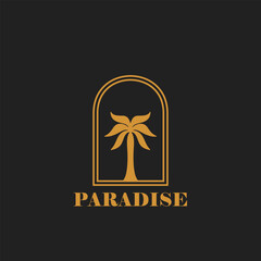 Palm tree logo vector design, for holiday rentals, travel services, tropical spa, coffee shop, studio, and beauty studios.
