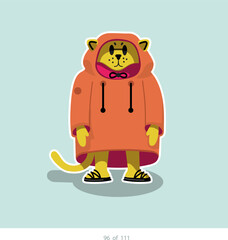Cartoon stylized cat character. Set of 111 units. Number 96. 2d animation, printing, pets, stickers, digital art. Conceptual toys.