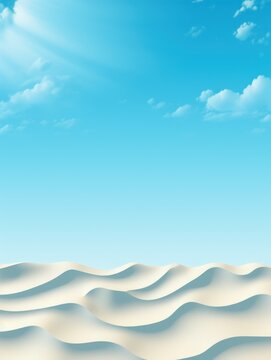 Beautiful image of wavy sand and blue sky with sunlight for wallpapers and background. Poster. Art of nature. Travel, postcard, beauty