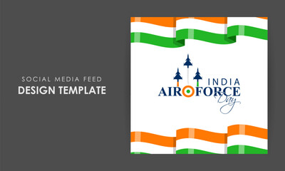Vector illustration of Indian Air Force Day social media feed template