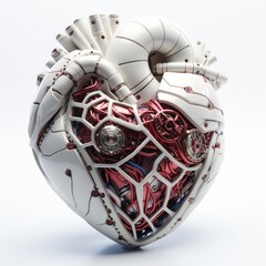 Timeless heart. Robotic heart shape over white background. Medical futuristic technologies. Healthcare technology, innovations