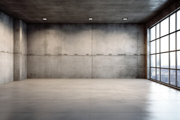 cement floor and wall backgrounds, room, interior. Generative Ai
