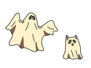 illustration of cat and human ghosts