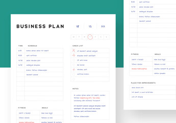 Business Plan Layout With Various Field Options