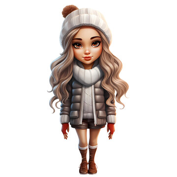 cute girl winter outfit white background clip art preview