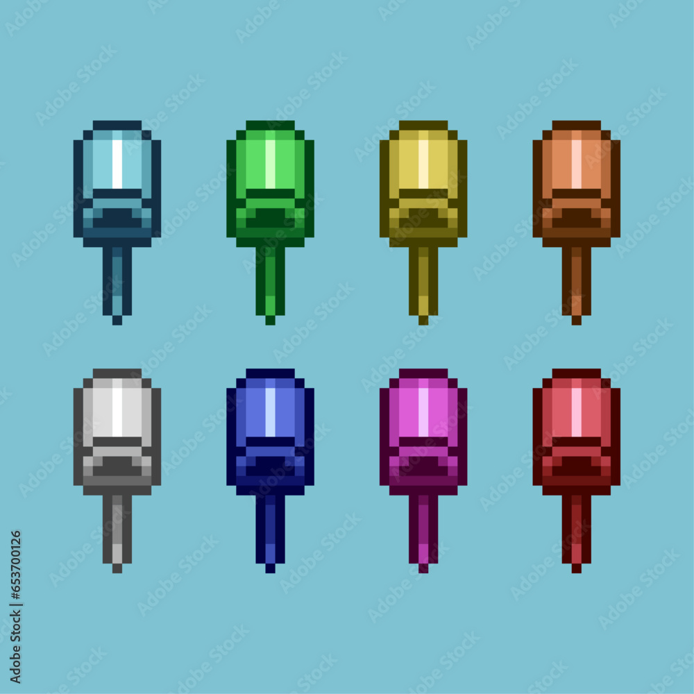 Fototapete pixel art sets of mailbox with variation color item asset simple bits of topdown mailbox on pixelate