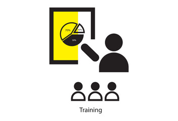 vector line icons related to business presentations. These icons represent various elements and concepts associated with delivering and showcasing presentations in a professional setting. icon present
