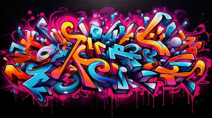 Abstract Graffiti Wall with Vibrant Spray Paint