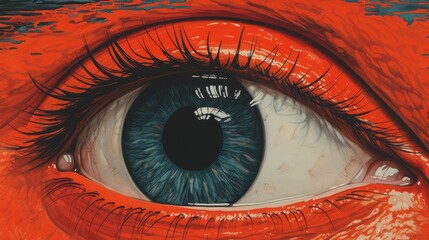 Abstrakcyjne czerwone oko z bliska. 