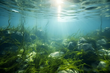 Spirulina blue water algae nature fish aquatic ocean sea farm underwater