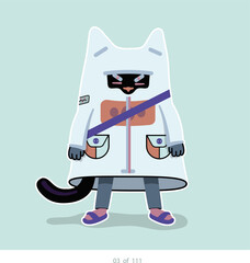 Cartoon stylized cat character. Set of 111 units. Number 03. 2d animation, printing, pets, stickers, digital art. Conceptual toys.