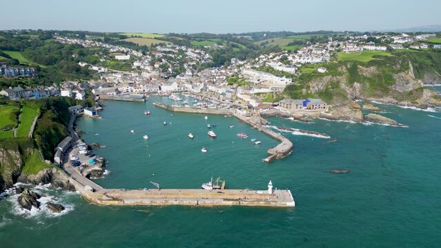 Orbiting over Mevagissey in Cornwall