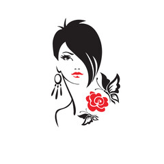free vector illustration of elegant Japanese woman