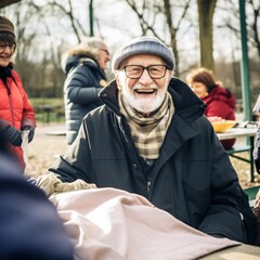 elderly joyful man in the park