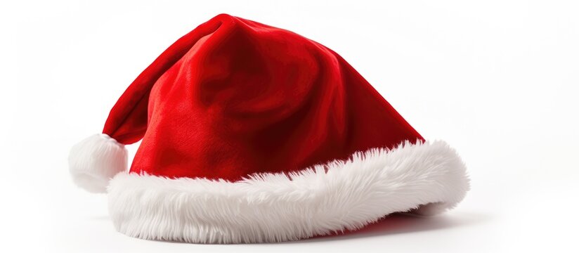 Santa s red hat stands alone on a white background