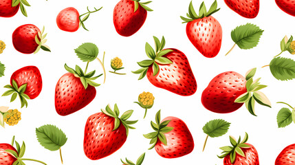 Seamless watercolor strawberry pattern isolated on white background ,wrapping paper