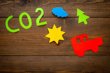 Global warming and climate change concept with paper word CO2
