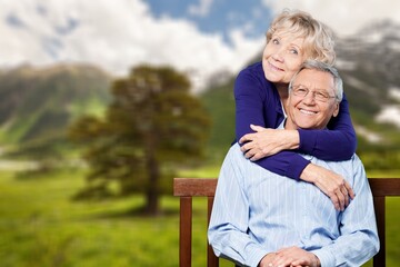 Fototapeta premium Happy active old senior couple outdoors.