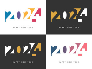 Illustration Vector Design for 2024 Happy New Year Greeting
