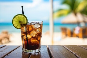 A Glass Of Ice Tea With A Lime Slice