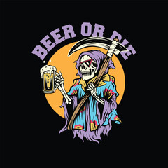 Beer or die graphics vector.