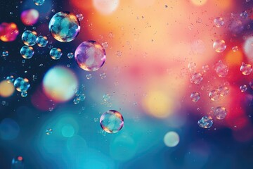 Fototapeta na wymiar Abstract Desktop Wallpaper Featuring Floating Bubbles Against Colorful Backdrop