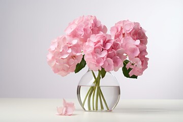 Enter World Of Floristry With Pink Hydrangea Blooms Set Against Pristine White Background