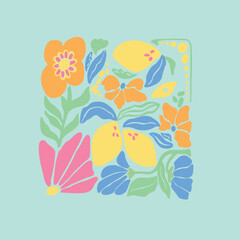 Obraz premium Free vector fruit,leaves and flower design.