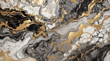 Marbld Pattern, Black White Golden texture Wallpaper, using Generative Ai