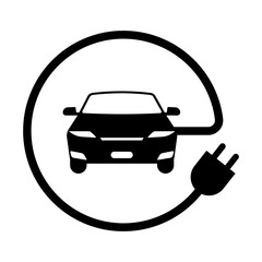 Electric Car. EV Car Symbol. Electric Car. EV Charging Station. Green Energy or Eco-friendly Concept. Vector Illustration. 