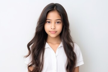 Closeup Portrait Presents Beautiful Young Asian Indian Teen Girl Gazing Forward, Offering Ample Copy Space For Childfocused Advertisements She Isolated On White B()