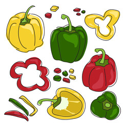 red green yellow bell pepper 