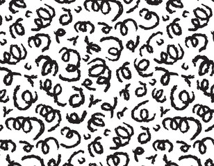 Seamless pattern with hand drawn lines. Free brush strokes. Modern monochrome texture.