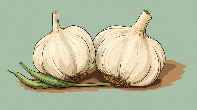 Hand drawn cartoon garlic illustration
