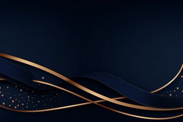 Abstract shiny color gold wave design element on black background