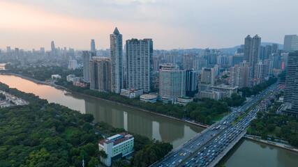 Guangzhou ,China -September 21,2023: Aerial view of landscape in Guangzhou city, China