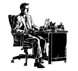 silhouette of a business person working on a computer