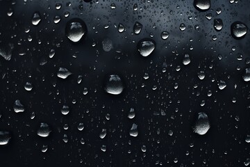 Close up of Rain Drops on Black Water Surface