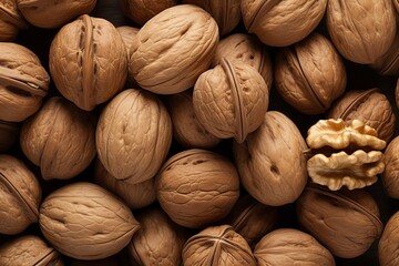 Fresh walnut kernel, Walnut seamless background.  - obrazy, fototapety, plakaty
