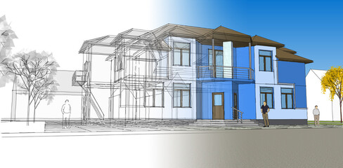 architecture city sketch 3d rendering © Svjatoslav