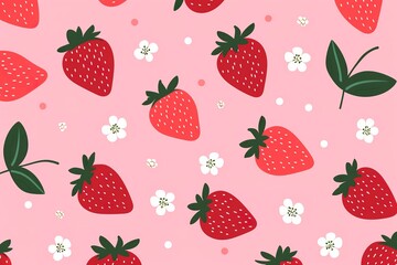 Fototapeta na wymiar Strawberry pattern banner wallpaper, simple background