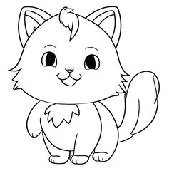 Cute Cat Coloring Page Vector, Cat Coloring Page, Kitty Coloring Page 2