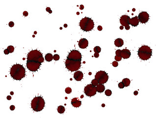 Burgundy realistic blood drops, background.