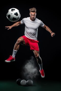 Fit football in sportswear doing tricks | Generative AI