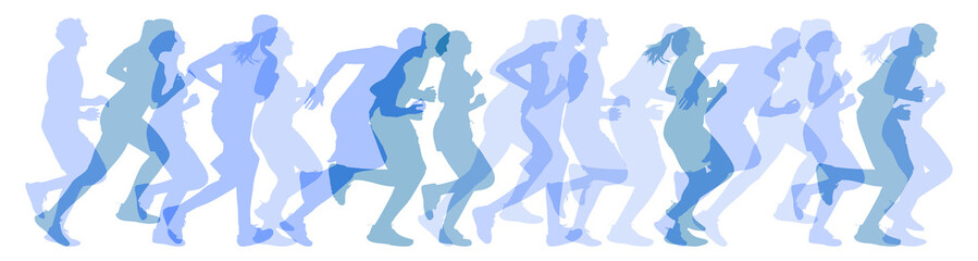 Panorama aus vielen transparenten Läufern als Jogging Konzept © Robert Kneschke